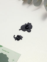 Black Kitten & Snack Cat Enamel Pin Set of 2 - TOSSIDO