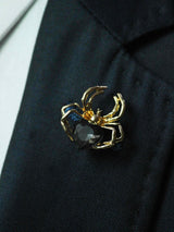 Black Metal Spider Heart Brooch - TOSSIDO