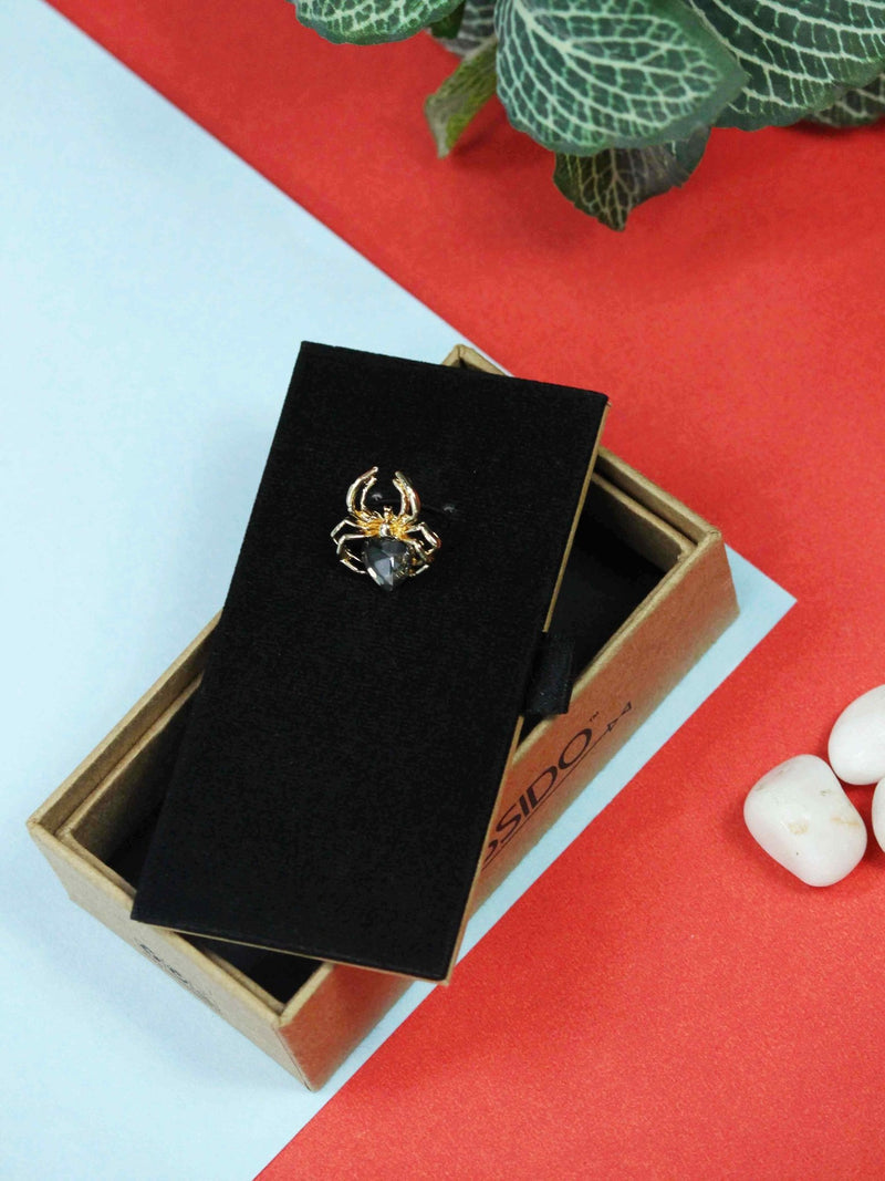 Black Metal Spider Heart Brooch - TOSSIDO