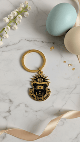 Black on Gold JGU Crest Laminated Keychain - TOSSIDO