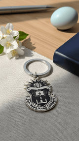 Black on Silver JGU Crest Laminated Keychain - TOSSIDO
