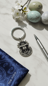 Black on Silver JGU Crest Laminated Keychain - TOSSIDO