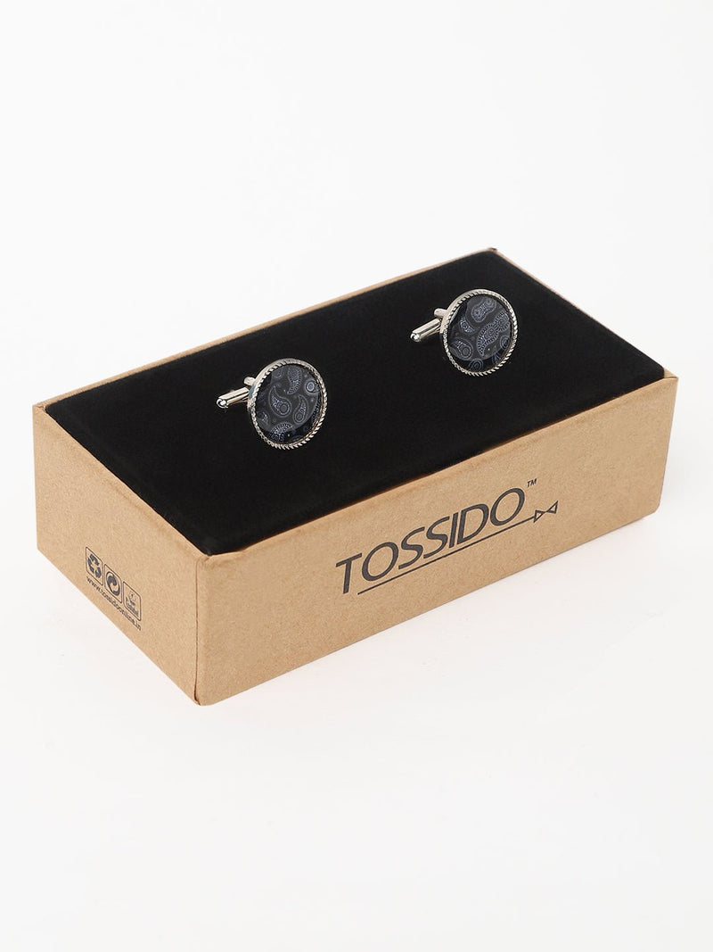 Black Paisley Cufflink - TOSSIDO