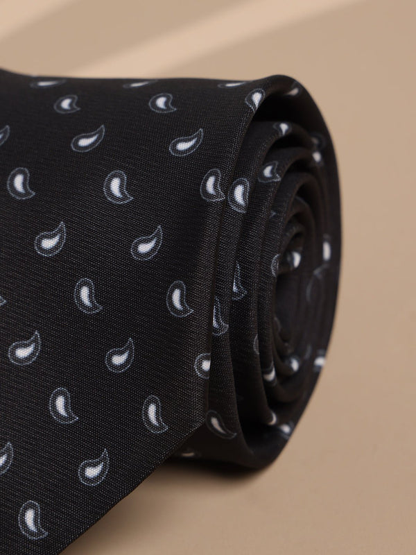 Black Paisley Micro Fiber Necktie - TOSSIDO