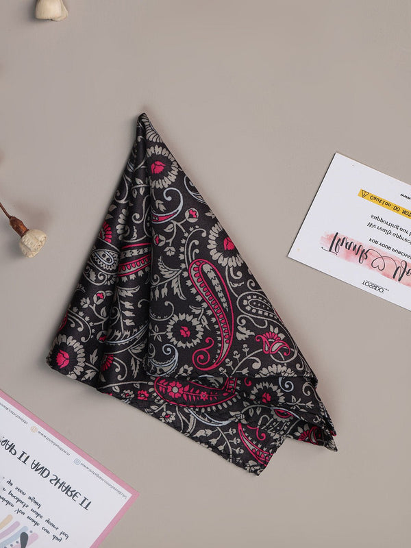 Black Paisley Pocket Square - TOSSIDO