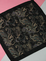 Black Paisley Pocket Square - TOSSIDO