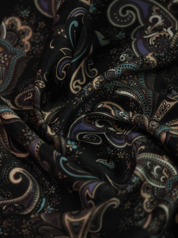 Black Paisley Pocket Square - TOSSIDO
