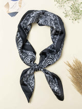 Black Paisley Printed Satin Neckerchief - TOSSIDO