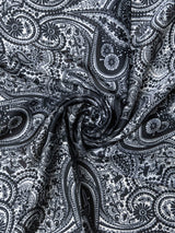 Black Paisley Printed Satin Neckerchief - TOSSIDO