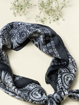 Black Paisley Printed Satin Neckerchief - TOSSIDO