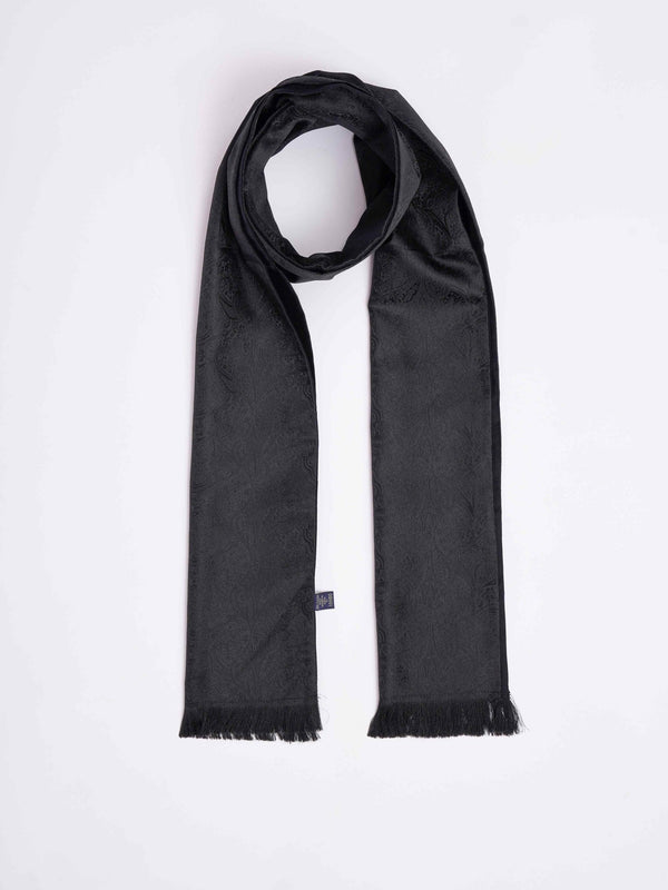 Black Paisley Reversible Stole & Pocket Square Set - TOSSIDO