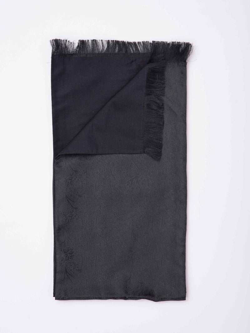 Black Paisley Reversible Stole & Pocket Square Set - TOSSIDO