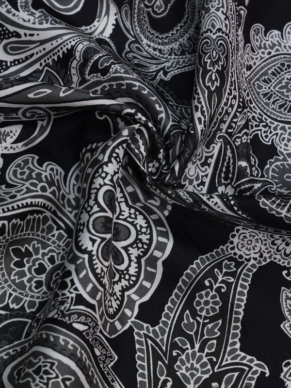 Black Paisley Silk Pocket Square - TOSSIDO