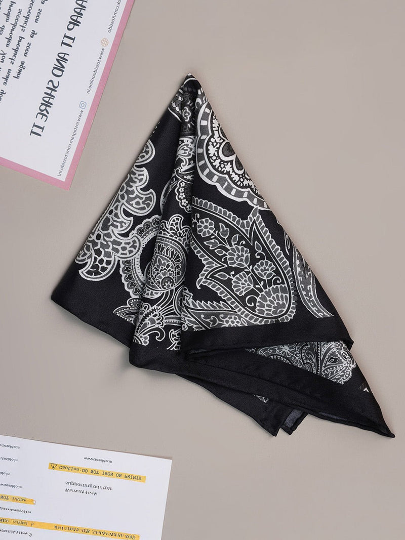 Black Paisley Silk Pocket Square - TOSSIDO