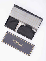 Black Paisley Woven Ascot & Pocket Square - TOSSIDO
