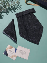 Black Paisley Woven Cravat & Pocket Square Set - TOSSIDO