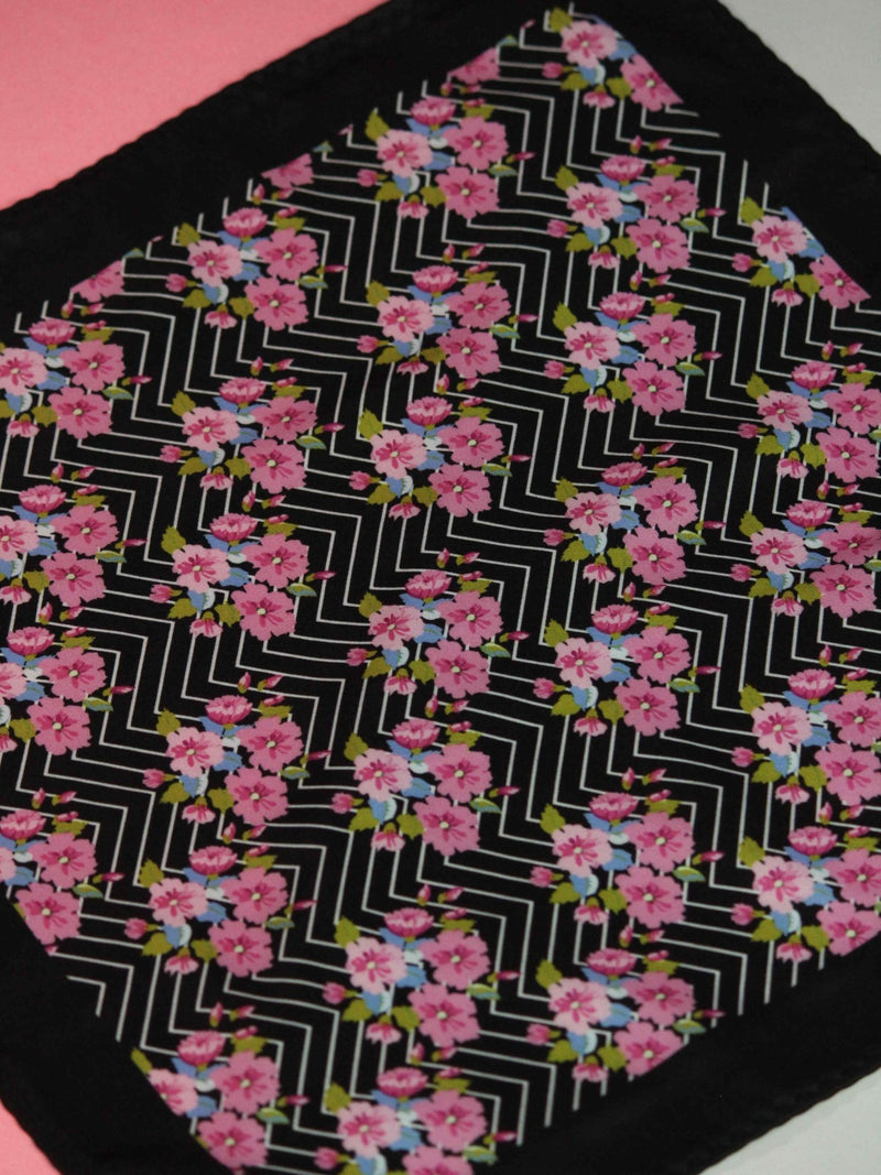 Black & Pink Floral Pocket Square - TOSSIDO