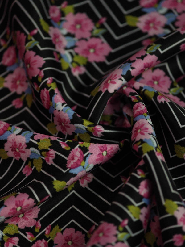 Black & Pink Floral Pocket Square - TOSSIDO