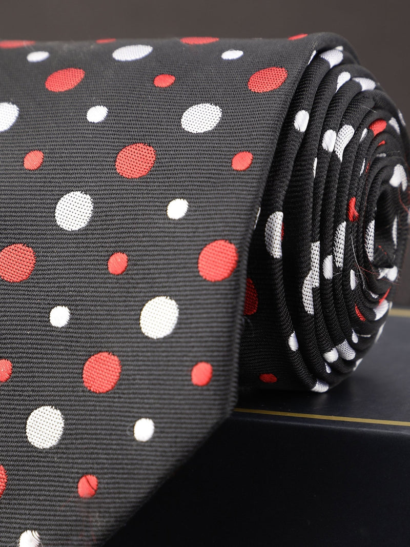 Black Polka Broad Necktie - TOSSIDO