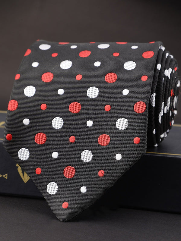 Black Polka Broad Necktie - TOSSIDO
