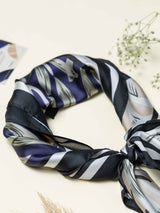 Black Printed Satin Neckerchief - TOSSIDO