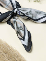 Black Printed Satin Neckerchief - TOSSIDO