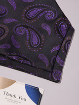 Black & Purple Paisley Woven Ascot & Pocket Square - TOSSIDO