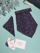 Black & Purple Paisley Woven Cravat & Pocket Square Set - TOSSIDO