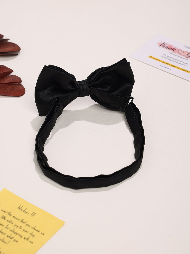 Black Satin Poly Bow Tie - TOSSIDO