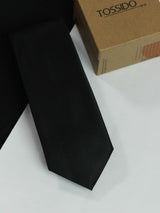 Black Solid Necktie - TOSSIDO