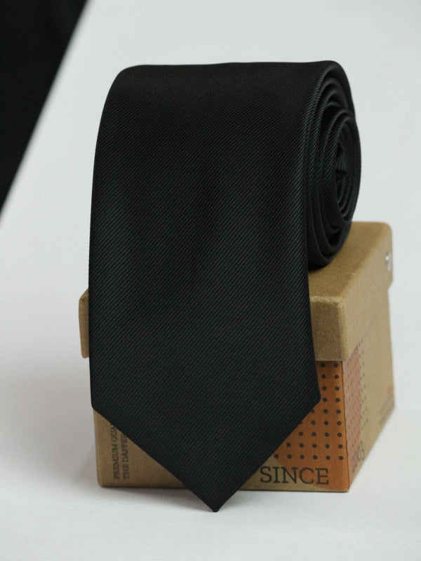 Black Solid Necktie - TOSSIDO