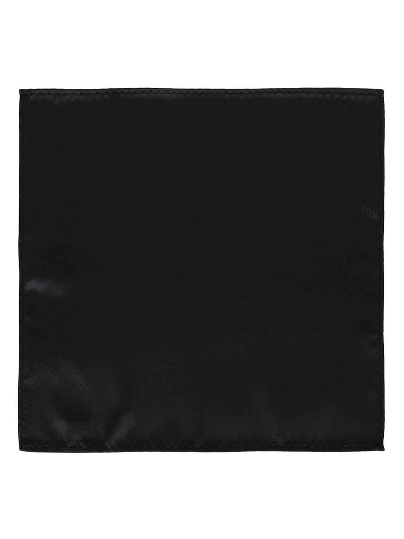 Black Solid Necktie & Pocket Square - TOSSIDO
