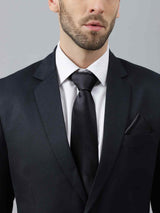 Black Solid Necktie & Pocket Square - TOSSIDO
