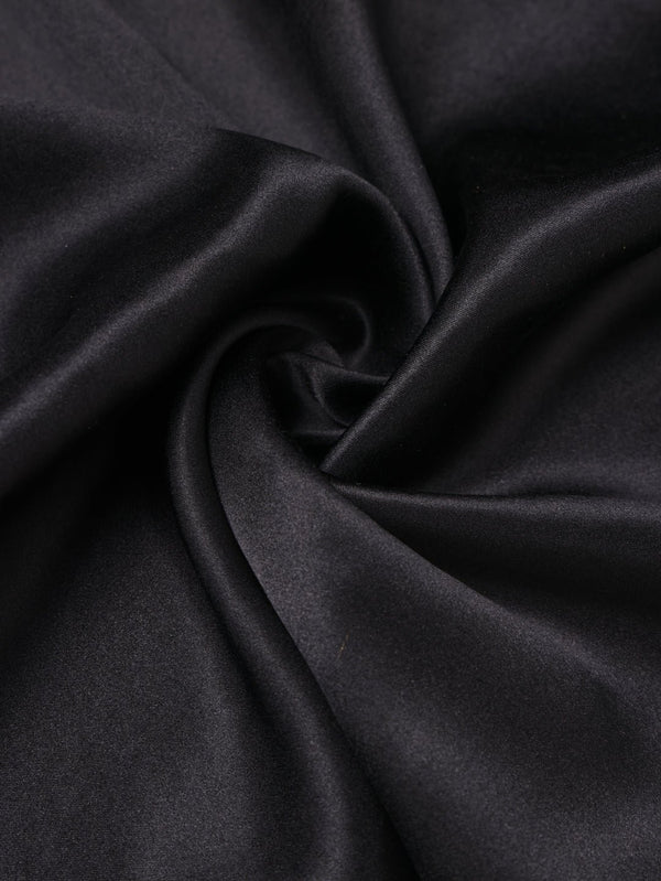 Black Solid Silk Pocket Square - TOSSIDO