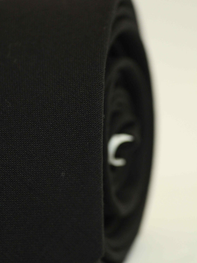 Black Solid Wool Skinny Necktie - TOSSIDO