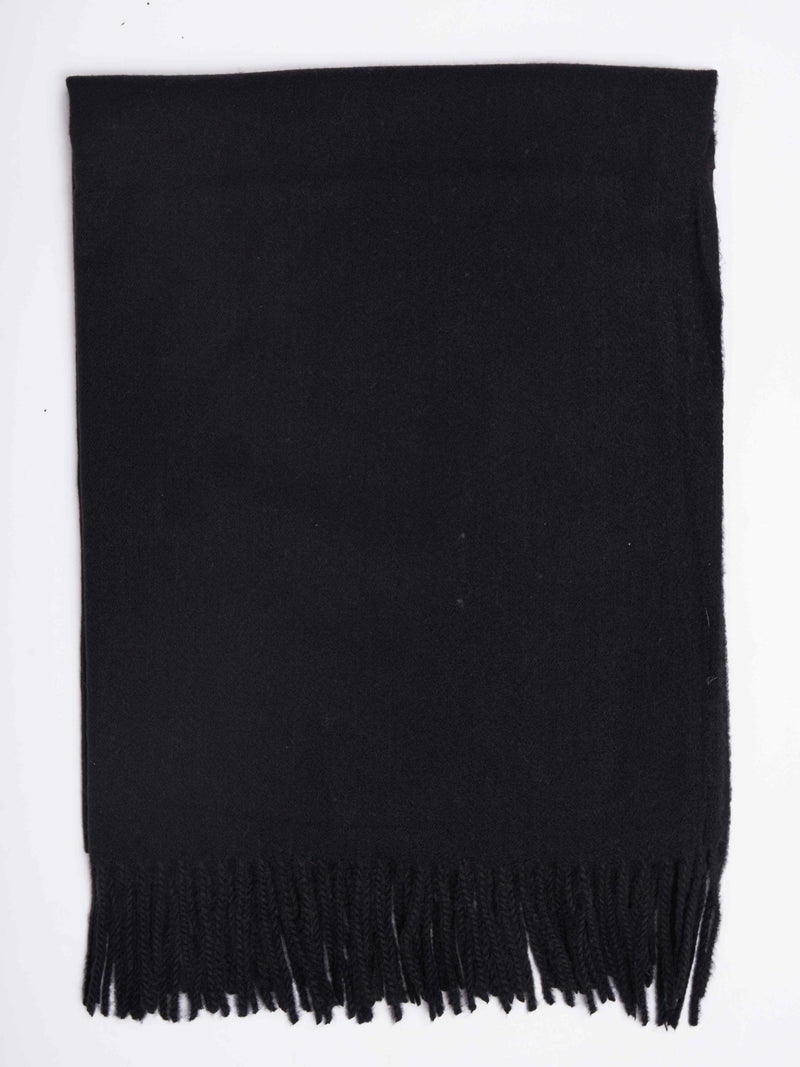Black Solid Woolen Muffler - TOSSIDO