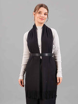 Black Solid Woolen Muffler - TOSSIDO
