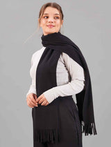 Black Solid Woolen Muffler - TOSSIDO