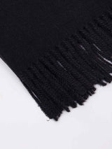 Black Solid Woolen Muffler - TOSSIDO