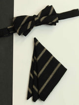 Black Stripe Bowtie & Pocket Square Set - TOSSIDO