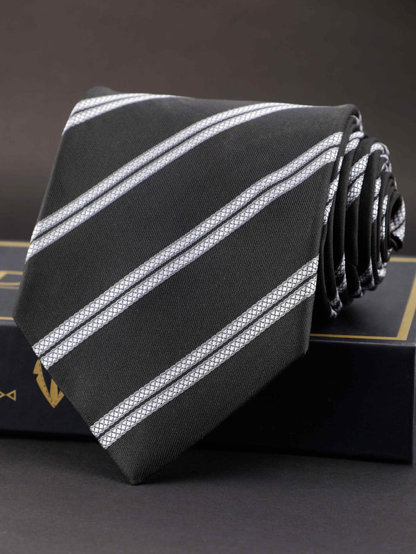 Black Striped Broad Necktie - TOSSIDO