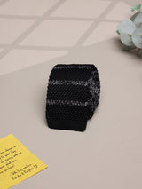 Black Stripes Knitted Silk Necktie - TOSSIDO