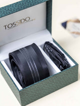 Black Stripes Necktie Gift - set - TOSSIDO