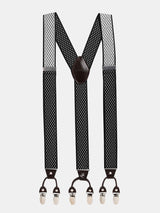Black & White Checkered Elastic Suspender with Vegan Leather Patch - TOSSIDO