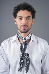 Black & White Floral Neckerchief - TOSSIDO