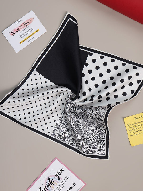 Black & White Multipattern Silk Pocket Square - TOSSIDO