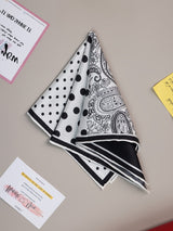 Black & White Multipattern Silk Pocket Square - TOSSIDO