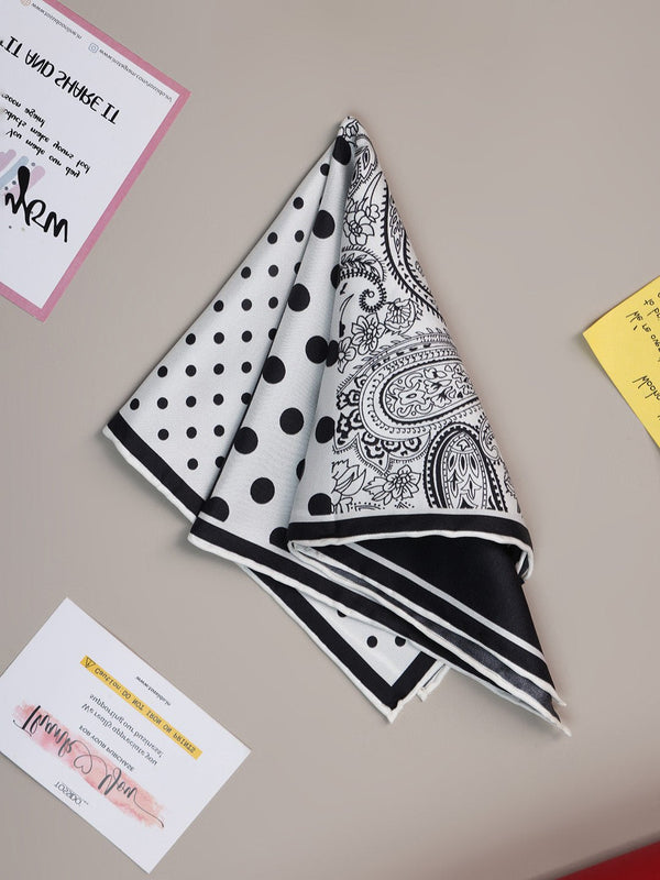 Black & White Multipattern Silk Pocket Square - TOSSIDO