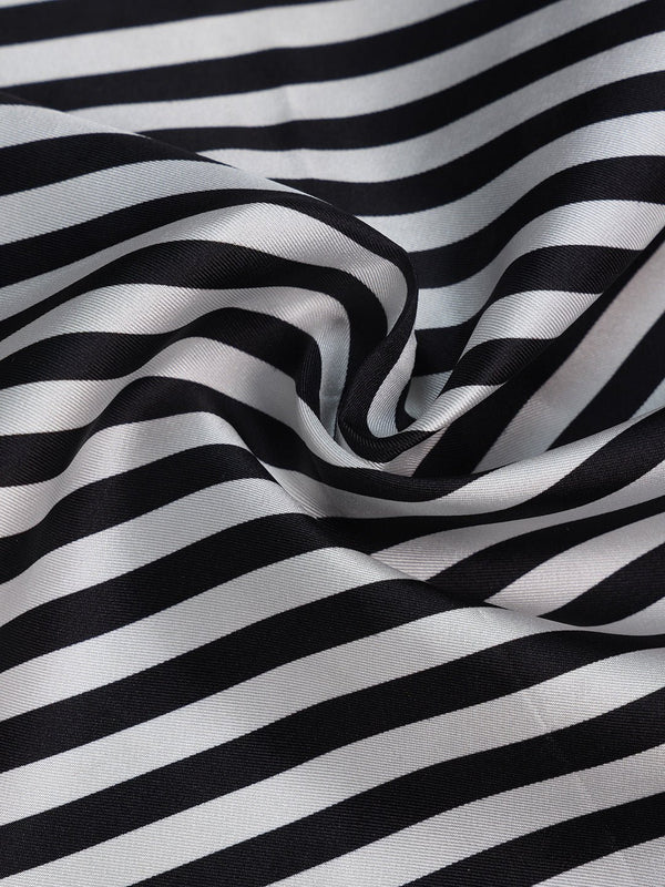 Black & White Stripe Silk Pocket Square - TOSSIDO