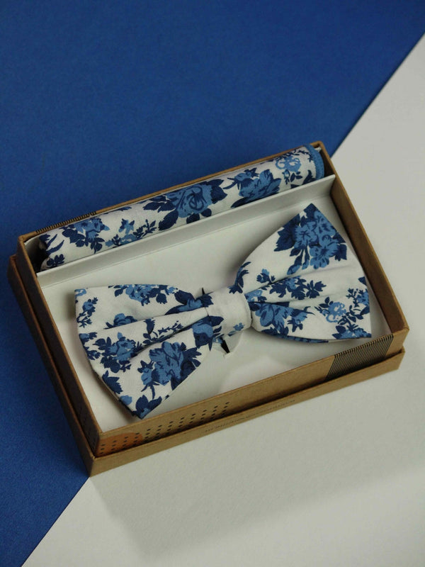 Blooming Cobalt Bowtie & Pocket Square Set - TOSSIDO